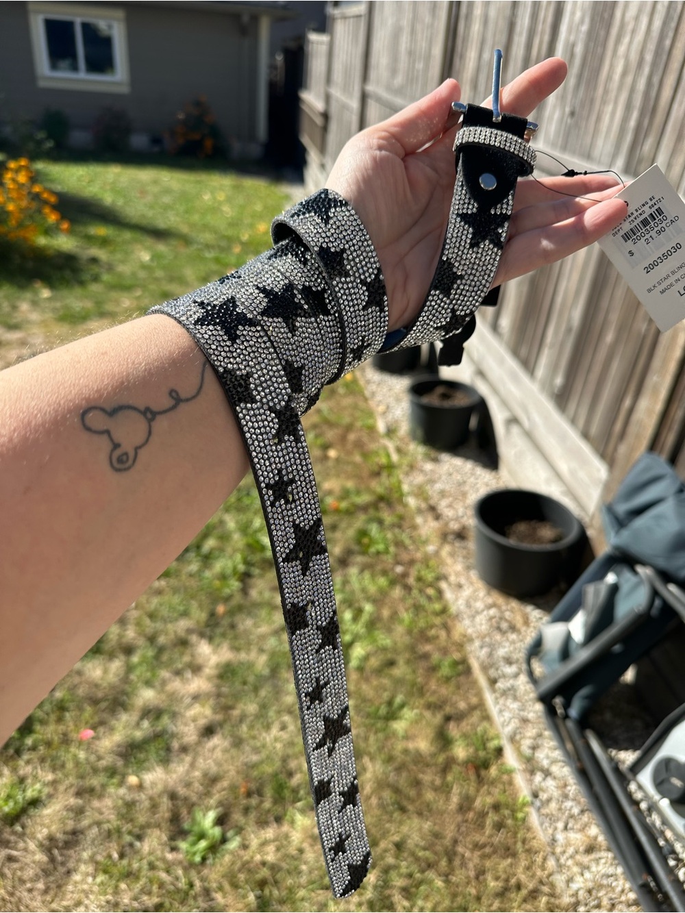 Hot topic Rhinestone Star Accent Women's Belt - Black & Silver
